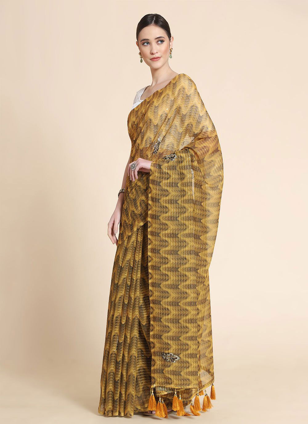 Printed W 161 Fancy Wholesale Party Wear Georgette Saree Catalog